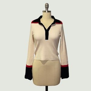 Alice + Olivia - Pia Ribbed Knit Polo Sweater - NWT